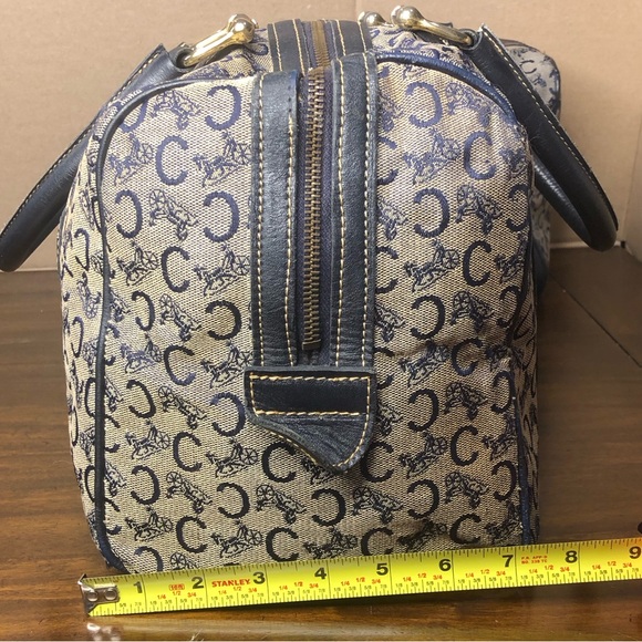 CELINE Navy Blue and Grey Monogram Boston Carry On Overnight Travel Bag 35cm - Picture 14 of 17